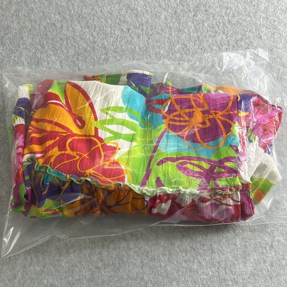 Jams World Voile Colorful Floral Hawaiian Print Ruffled Tiered Skirt Size Large - Picture 10 of 10